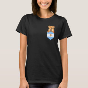 Argentina Flag Brussels Griffon Dog In Pocket T-Shirt