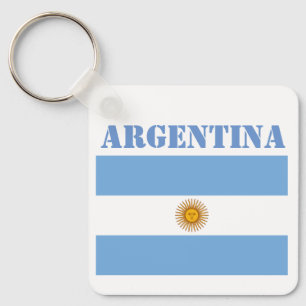 Argentina Flag Footballs Soccer Argentine Blue Key Ring