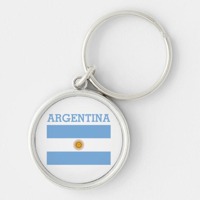 Argentina Flag Footballs Soccer Argentine Blue Key Ring (Front)