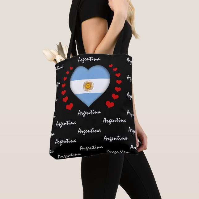 Argentina Flag, Heart Argentina Flag fashion/sport Tote Bag (Close Up)