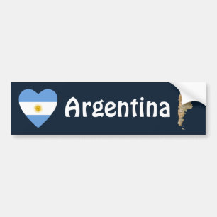Argentina Flag Heart + Map Bumper Sticker