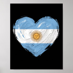Argentina Flag Heart Soccer Football Supporter Poster