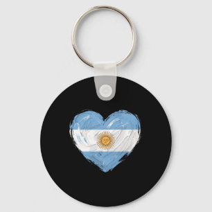 Argentina Flag Heart Soccer Footll Supporter Key Ring