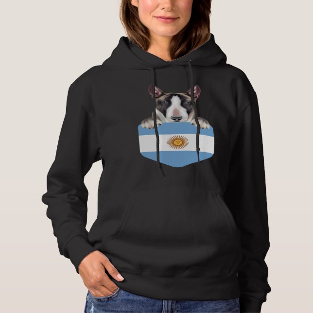 Argentina Flag Miniature Bull Terrier Dog In Pocke Hoodie (Front)