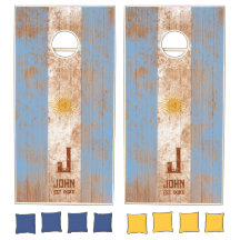 Argentina Flag Personalised Name And Monogram Wood