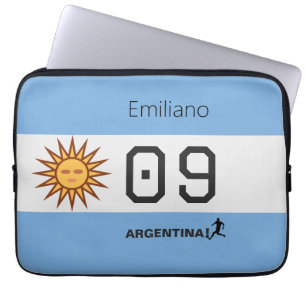 Argentina Flag Personalised Soccer Fan Gear Laptop Sleeve