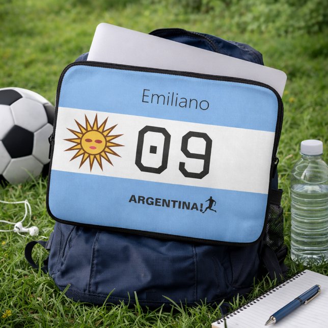 Argentina Flag Personalised Soccer Fan Gear Laptop Sleeve (Creator Uploaded)
