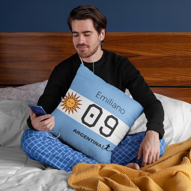 Argentina Flag Personalized Soccer Fan Cushion (Creator Uploaded)