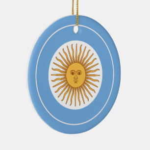 Argentina Flag Roundel, Round Argentine Flag Ceramic Tree Decoration