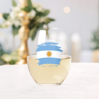 Argentina flag stemless wine glass