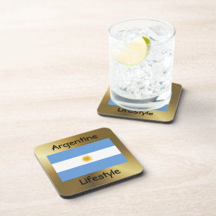 Argentina Flag+Text Coaster