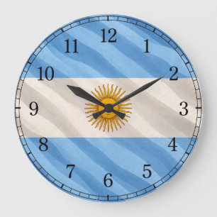 Argentina Flag Wall Clock — Waving Flag Design