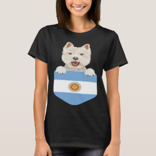 Argentina Flag West Highland White Terrier Dog In  T-Shirt