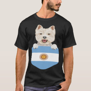 Argentina Flag West Highland White Terrier Dog In  T-Shirt