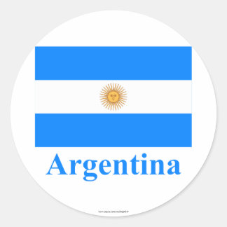 Argentina Flag with Name Classic Round Sticker