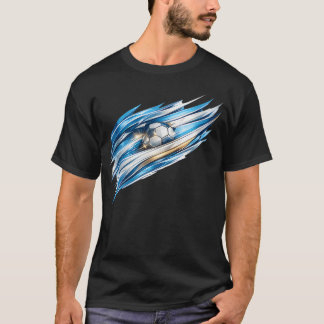 Argentina Football Blue White Soccer Fan Artwork T-Shirt