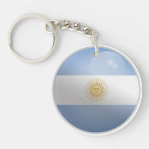 Argentina Glossy Circle Flag Key Ring