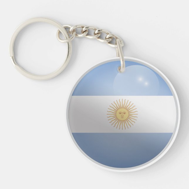 Argentina Glossy Circle Flag Key Ring (Front)