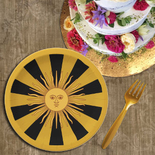 Argentina Golden Sun, Sol de Mayo Classic Round Paper Plate