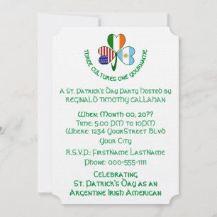 Argentina Ireland USA Shamrock Flag Invitation