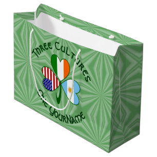 Argentina Ireland USA Shamrock Flag Personalised Large Gift Bag