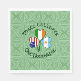 Argentina Ireland USA Shamrock Flag Personalised Napkin