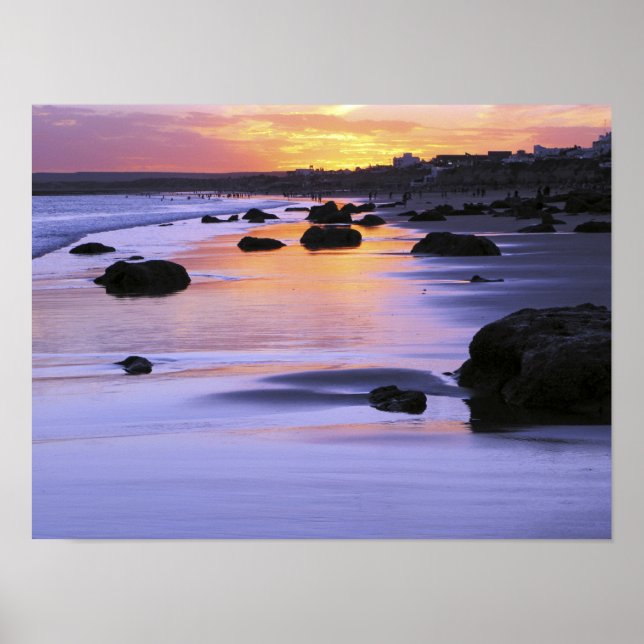 Argentina, Las Grutas. The beach at sunset. Poster (Front)