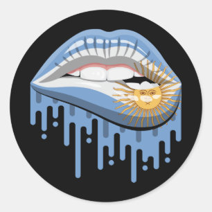Argentina lips pride root flag classic round sticker