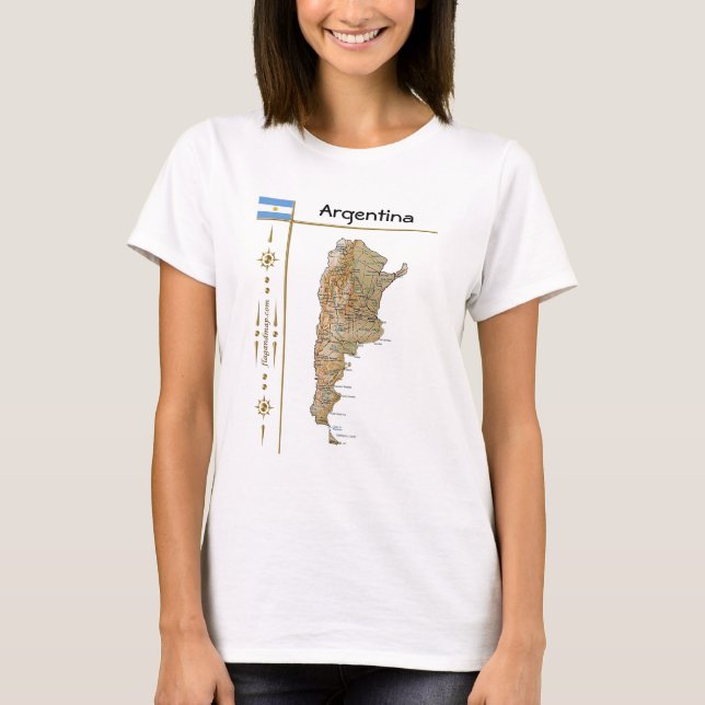 Argentina Map + Flag + Title T-Shirt (Front)