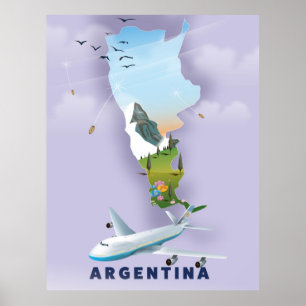 Argentina Map Travel poster