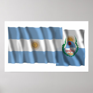 Argentina & Mendoza waving flags Poster