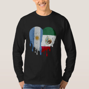 Argentina Mexico Flag Heart Citizen Grown Patriot  T-Shirt