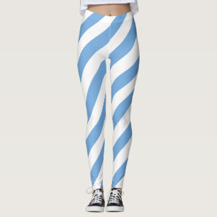 Argentina National Flag Colours Diagonal Striped Leggings