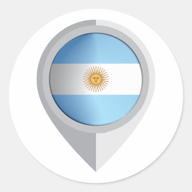 Argentina Pin Location Flag Classic Round Sticker (Front)