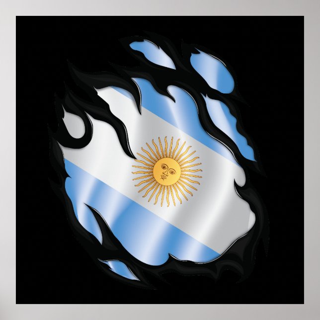 Argentina Ripped Flag Poster (Front)