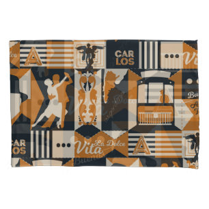 Argentina: Seamless Ethnic Illustration. Pillowcase