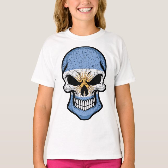 Argentina Smiling Skull Flag T-Shirt (Front)