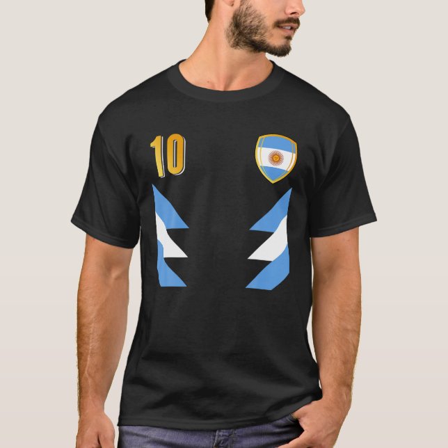 Argentina Soccer Argentinian Football Retro 10 Jer T-Shirt (Front)