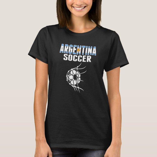 Argentina Soccer Ball In Net Argentinian Football  T-Shirt (Front)