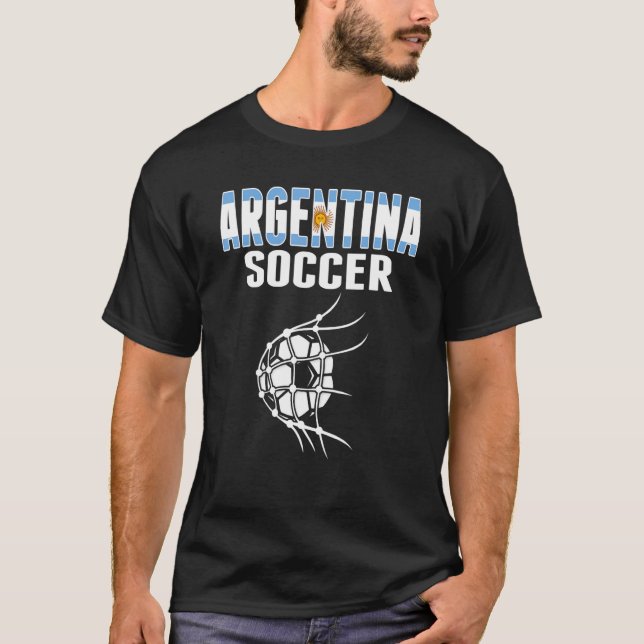 Argentina Soccer Ball In Net Argentinian Football  T-Shirt (Front)