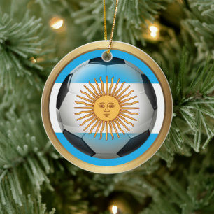 Argentina Soccer Ball Sports Ceramic Tree Decoration