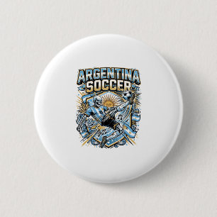 Argentina Soccer Skeleton Striker Nations Poster S 6 Cm Round Badge