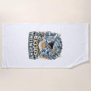 Argentina Soccer Skeleton Striker Nations Poster S Beach Towel