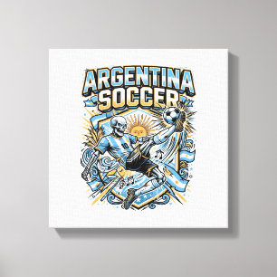 Argentina Soccer Skeleton Striker Nations Poster S Canvas Print