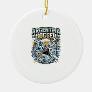 Argentina Soccer Skeleton Striker Nations Poster S Ceramic Tree Decoration