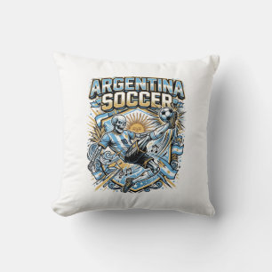 Argentina Soccer Skeleton Striker Nations Poster S Cushion