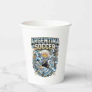 Argentina Soccer Skeleton Striker Nations Poster S Paper Cups