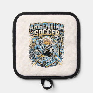 Argentina Soccer Skeleton Striker Nations Poster S Pot Holder