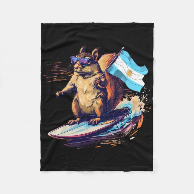 Argentina Squirrel Surfing Argentinian Roots Argen Fleece Blanket (Front)