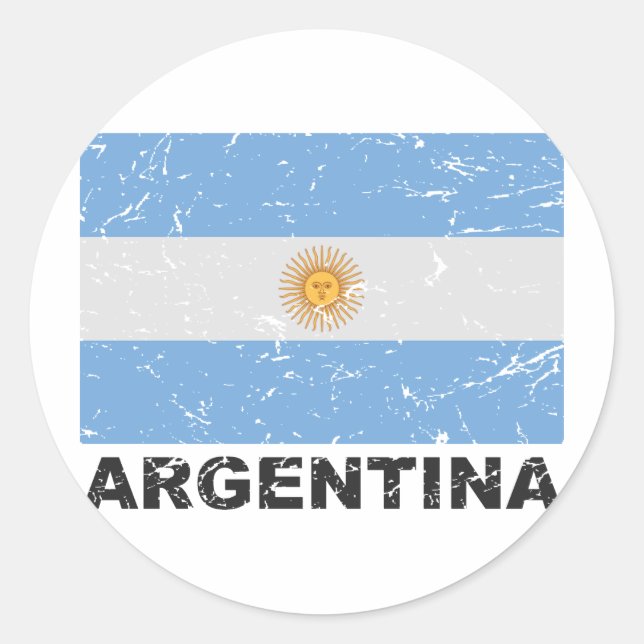 Argentina Vintage Flag Classic Round Sticker (Front)
